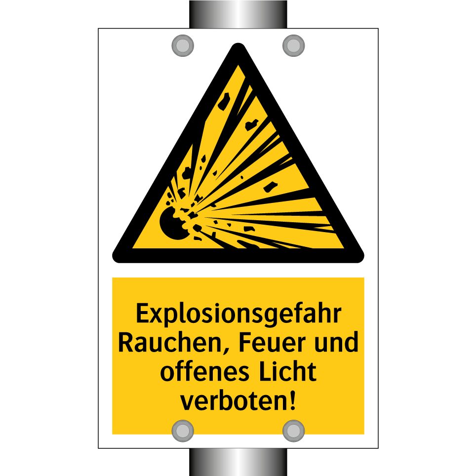 Explosionsgefahr Rauchen, Feuer und offenes Licht verboten!