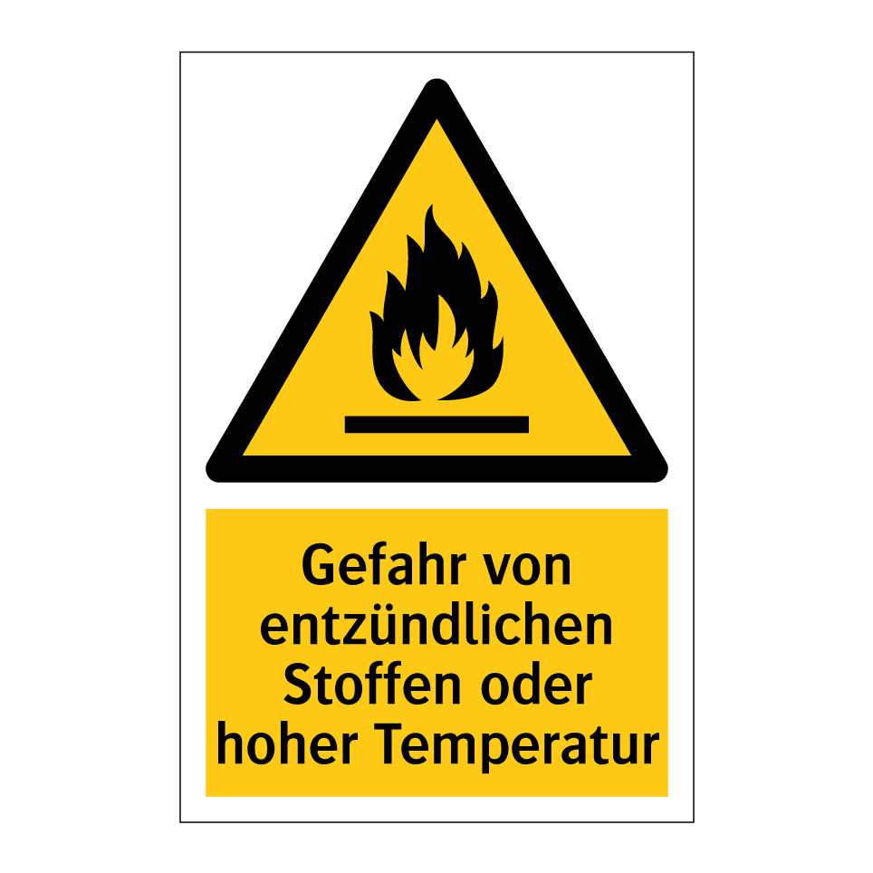 Gefahr von entzündlichen Stoffen oder hoher Temperatur