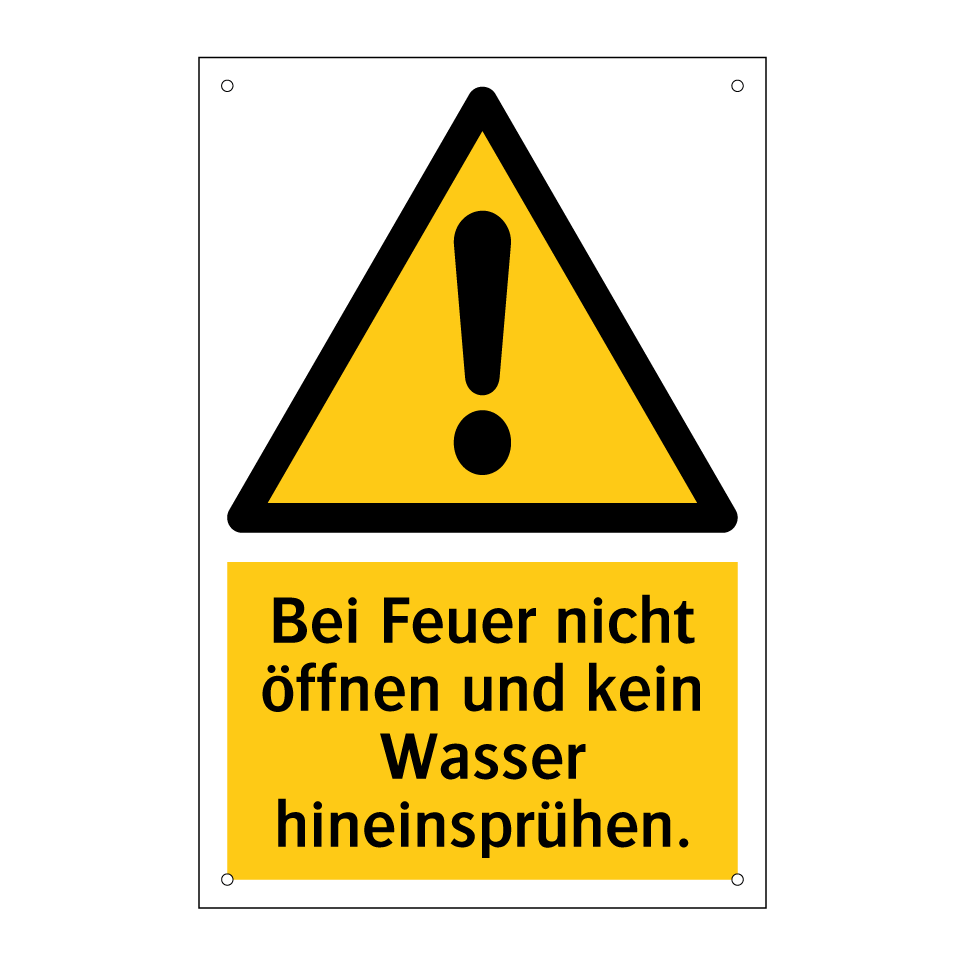 Bei Feuer nicht öffnen und kein Wasser hineinsprühen.