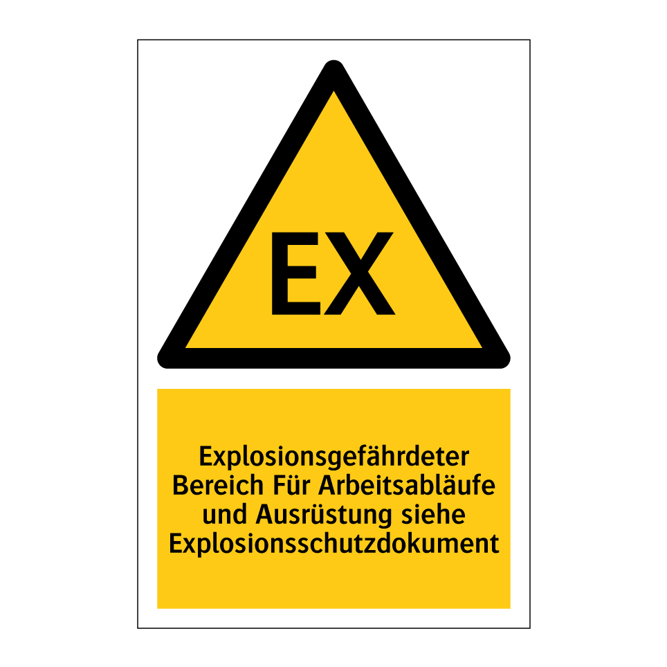 Explosionsgefährdeter Bereich Für Arbeitsabläufe und Ausrüstung siehe Explosionsschutzdokument
