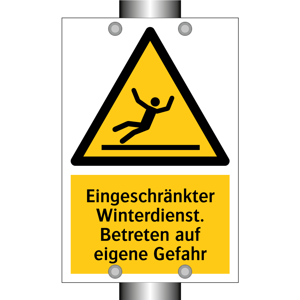 Eingeschränkter Winterdienst. Betreten auf eigene Gefahr