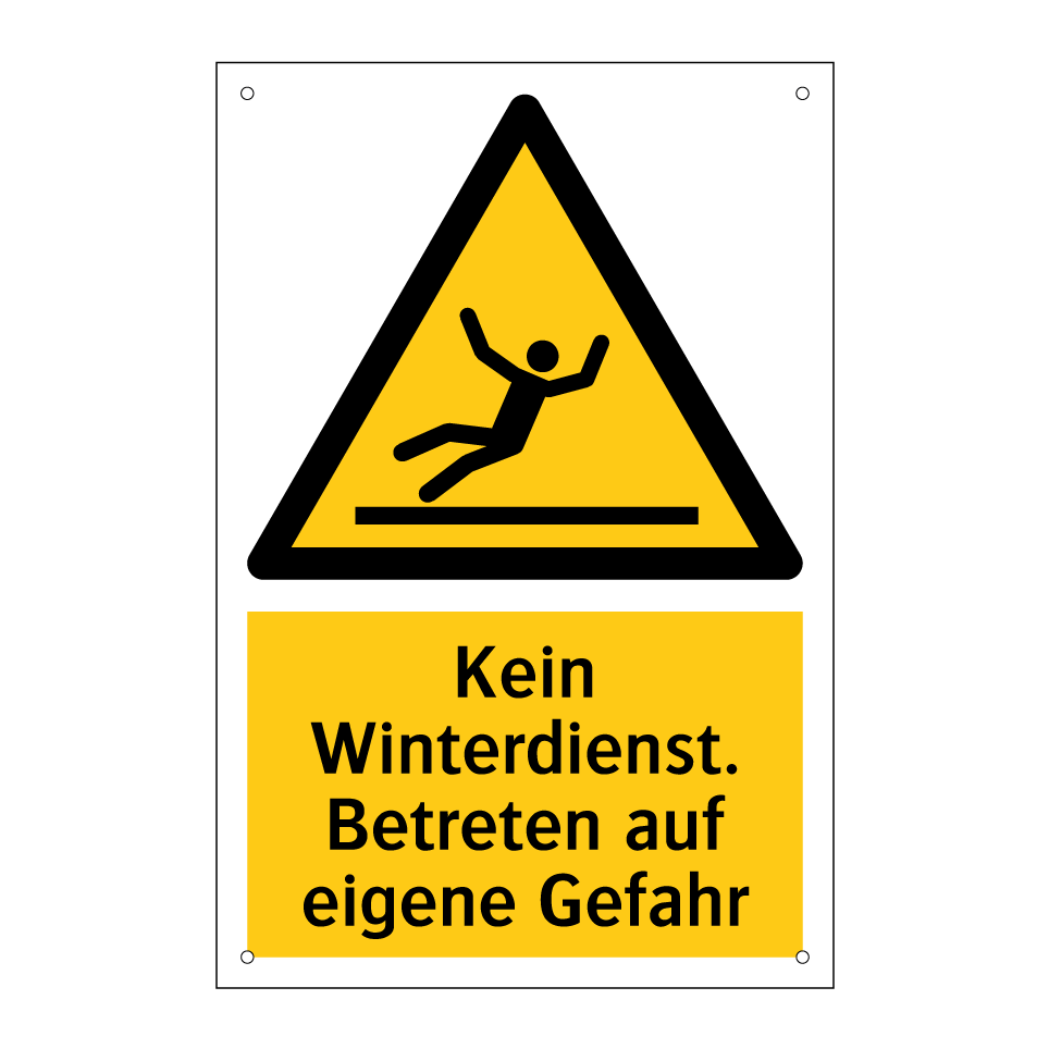 Kein Winterdienst. Betreten auf eigene Gefahr