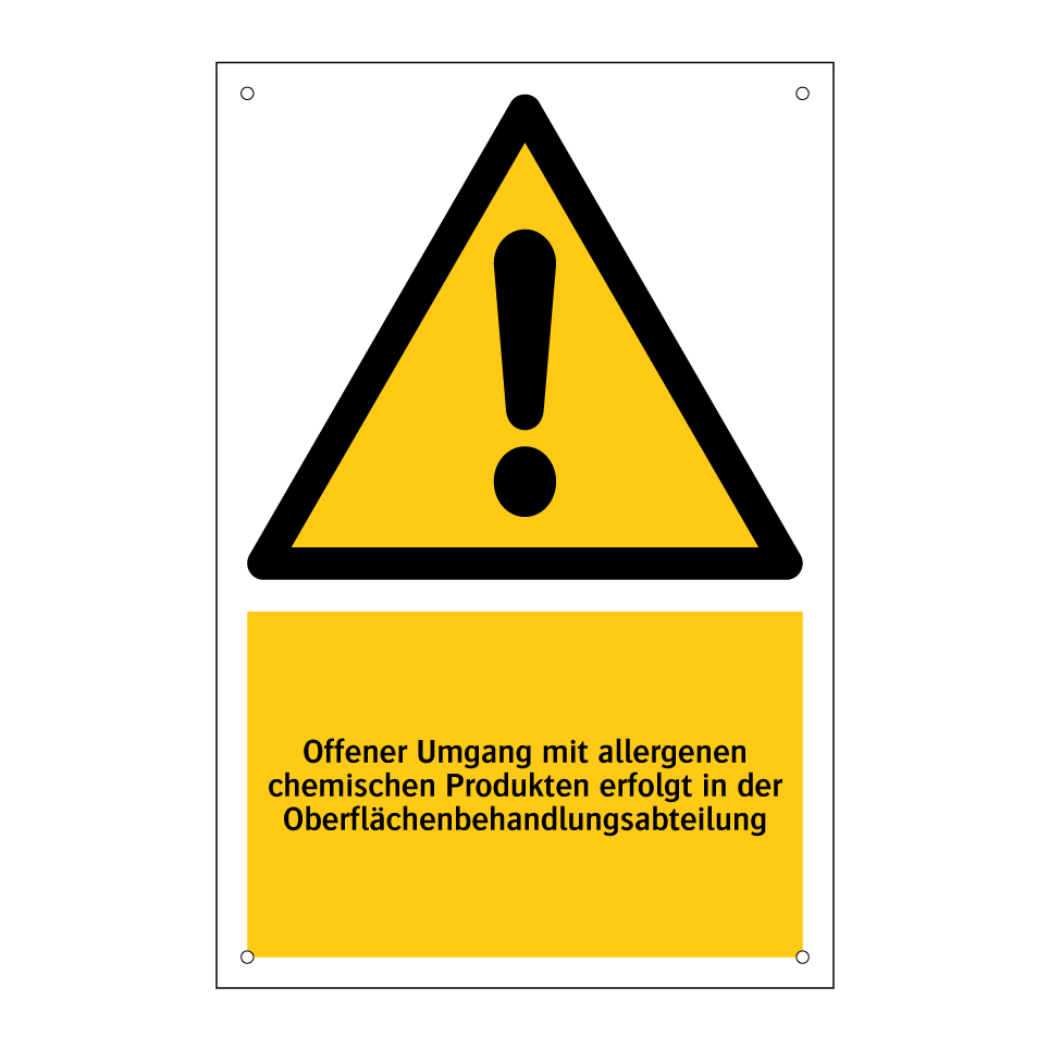 Offener Umgang mit allergenen chemischen Produkten erfolgt in der Oberflächenbehandlungsabteilung
