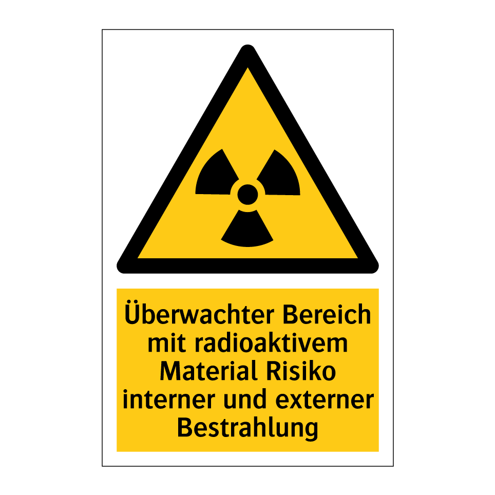 Überwachter Bereich mit radioaktivem Material Risiko interner und externer Bestrahlung