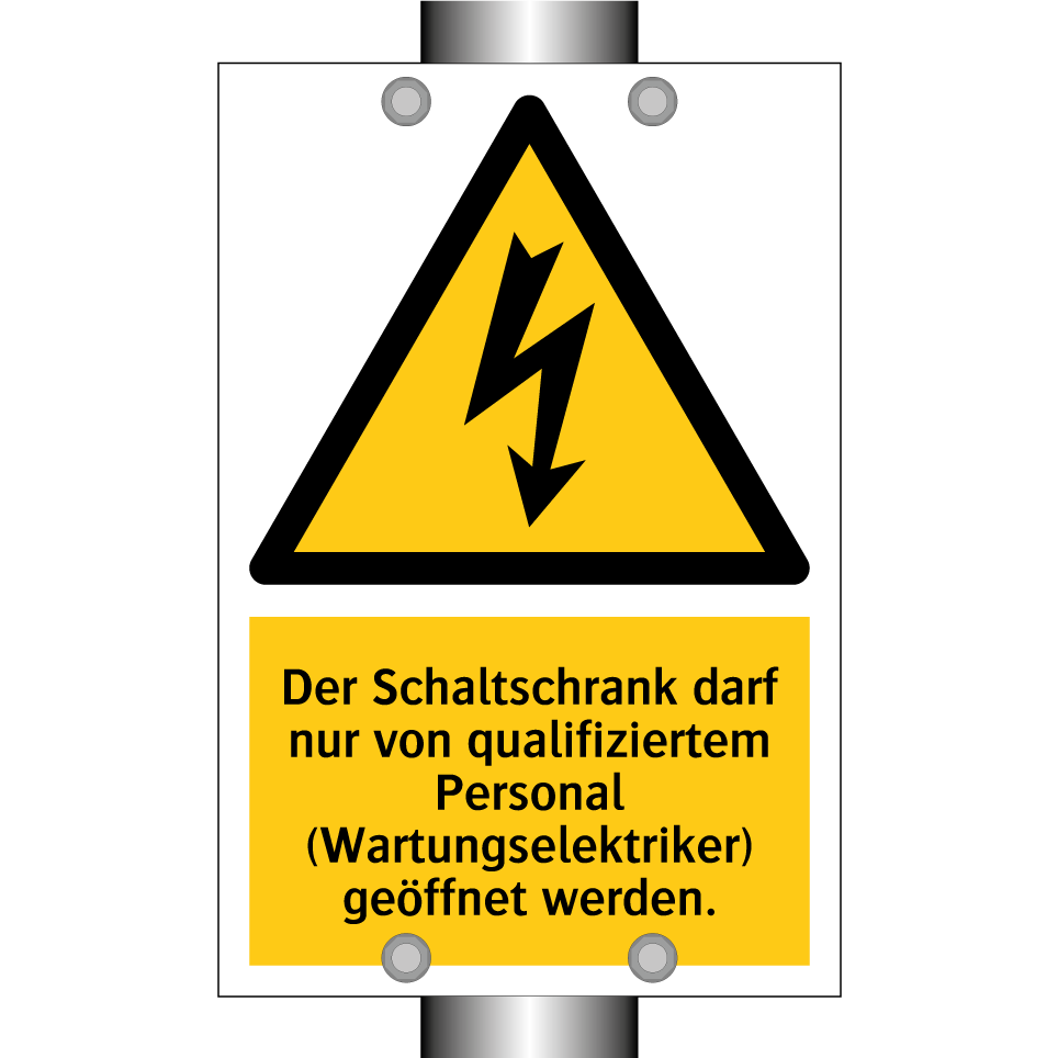 Der Schaltschrank darf nur von qualifiziertem Personal (Wartungselektriker) geöffnet werden.