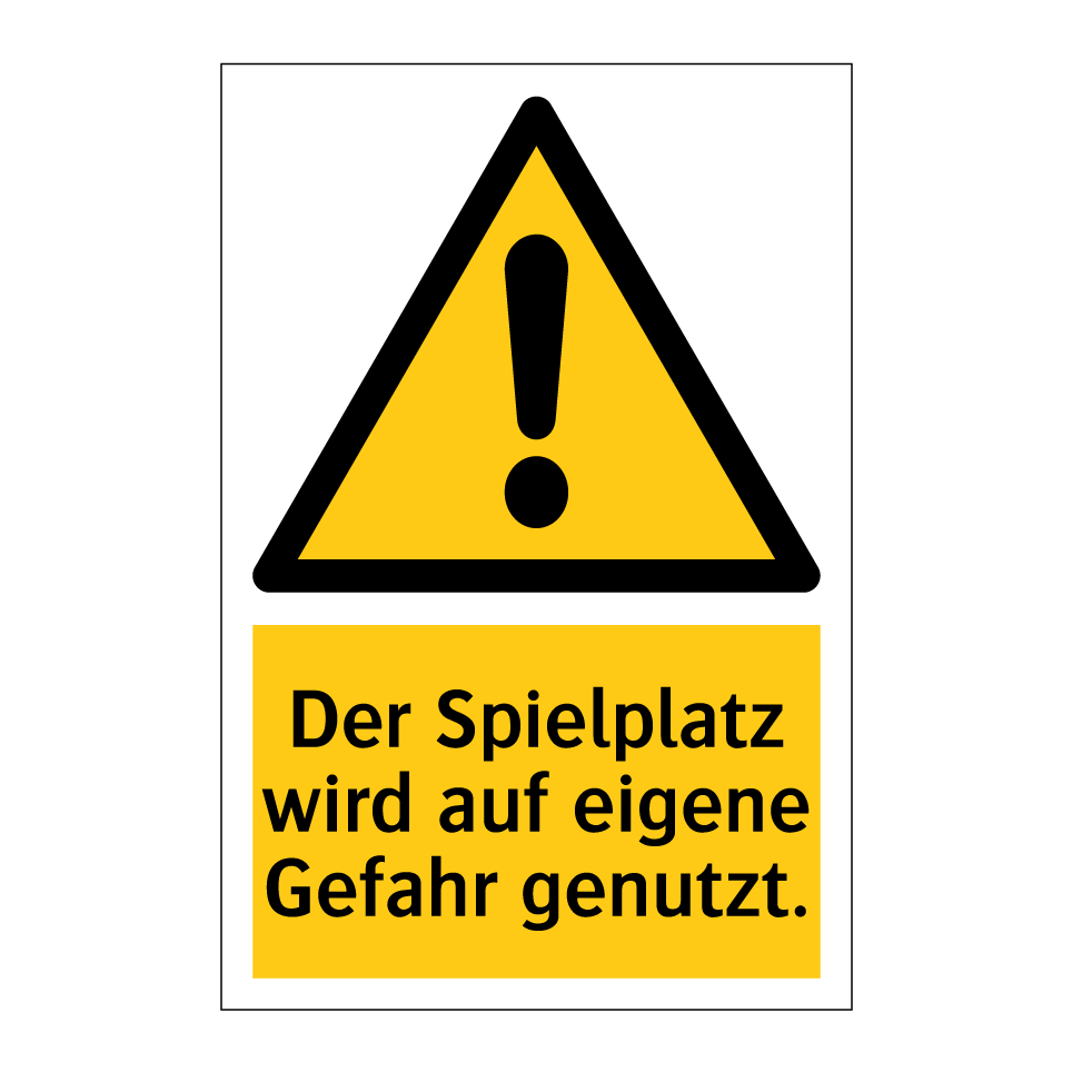 Der Spielplatz wird auf eigene Gefahr genutzt.