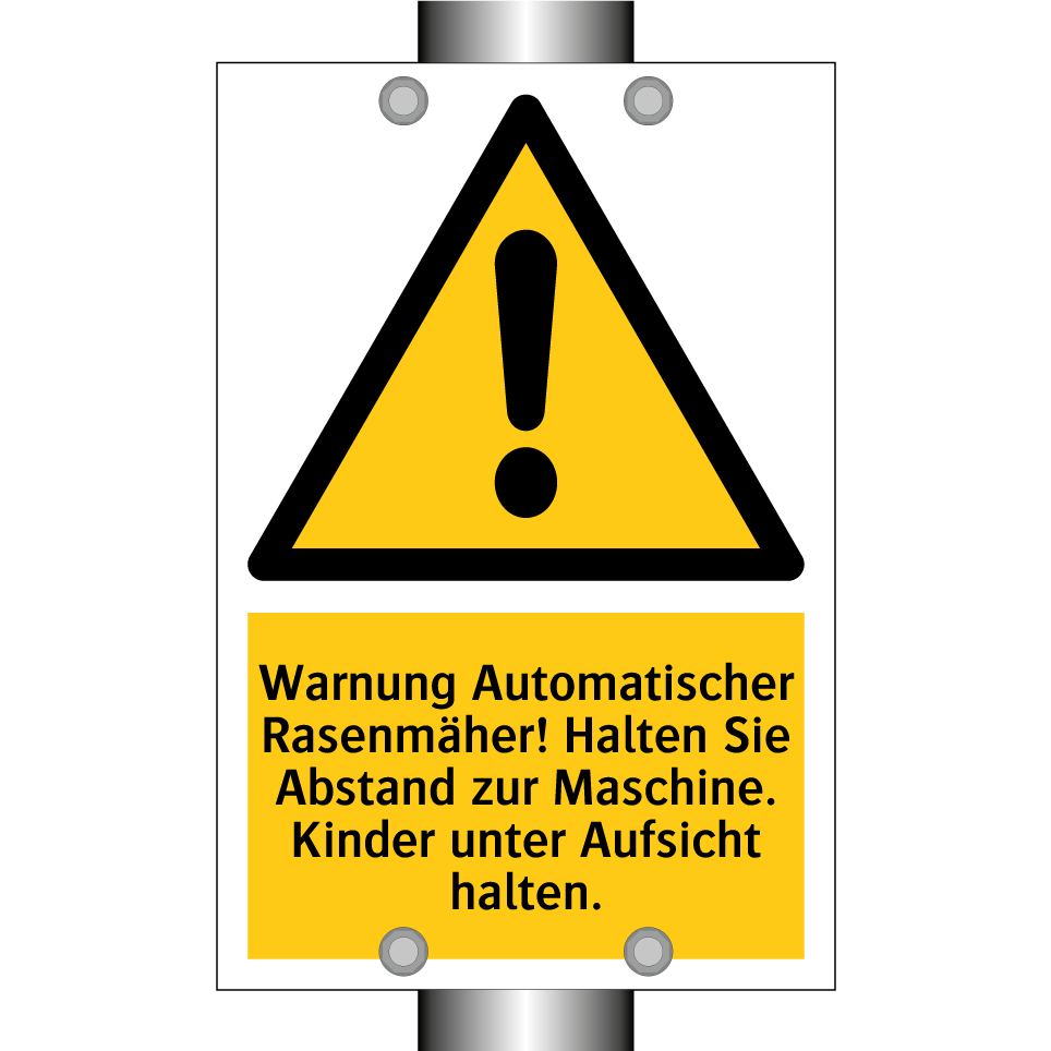 Warnung Automatischer Rasenmäher! Halten Sie Abstand zur Maschine. Kinder unter Aufsicht halten.