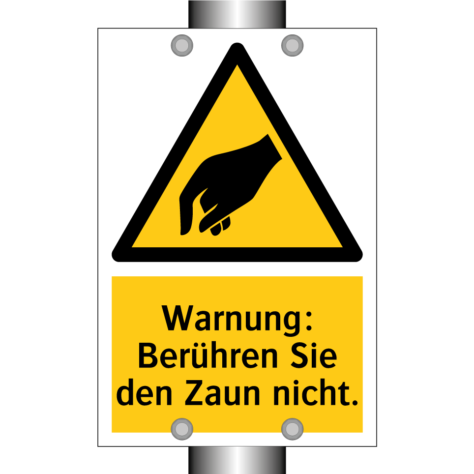 Warnung: Berühren Sie den Zaun nicht.