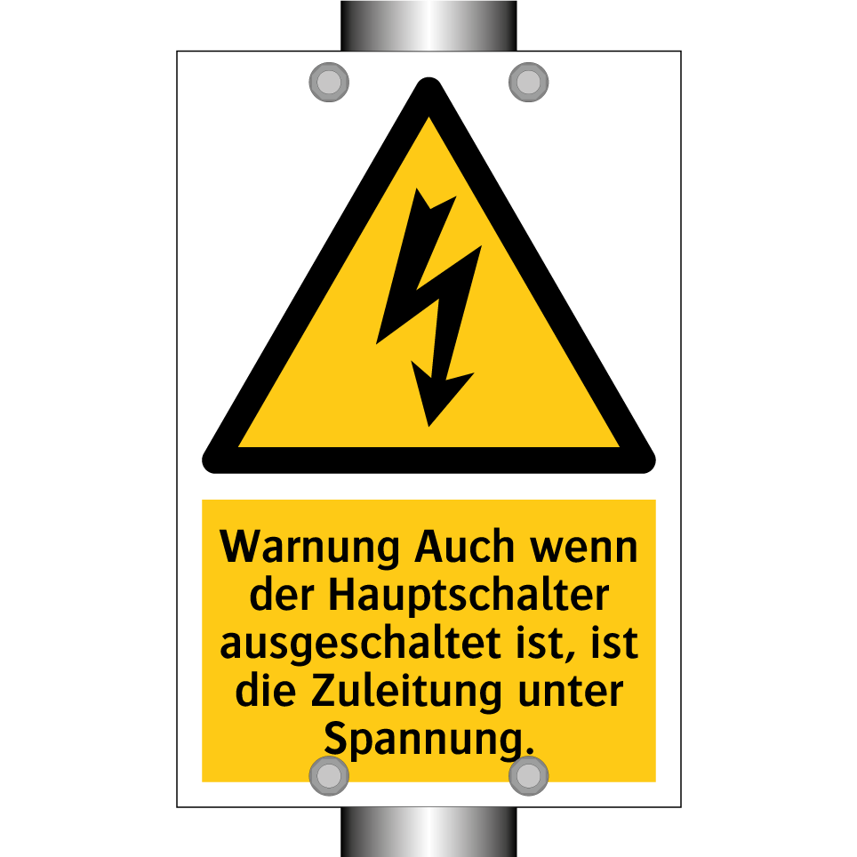 Warnung Auch wenn der Hauptschalter ausgeschaltet ist, ist die Zuleitung unter Spannung.