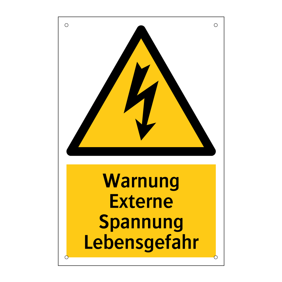 Warnung Externe Spannung Lebensgefahr