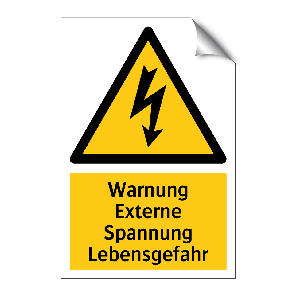 Warnung Externe Spannung Lebensgefahr