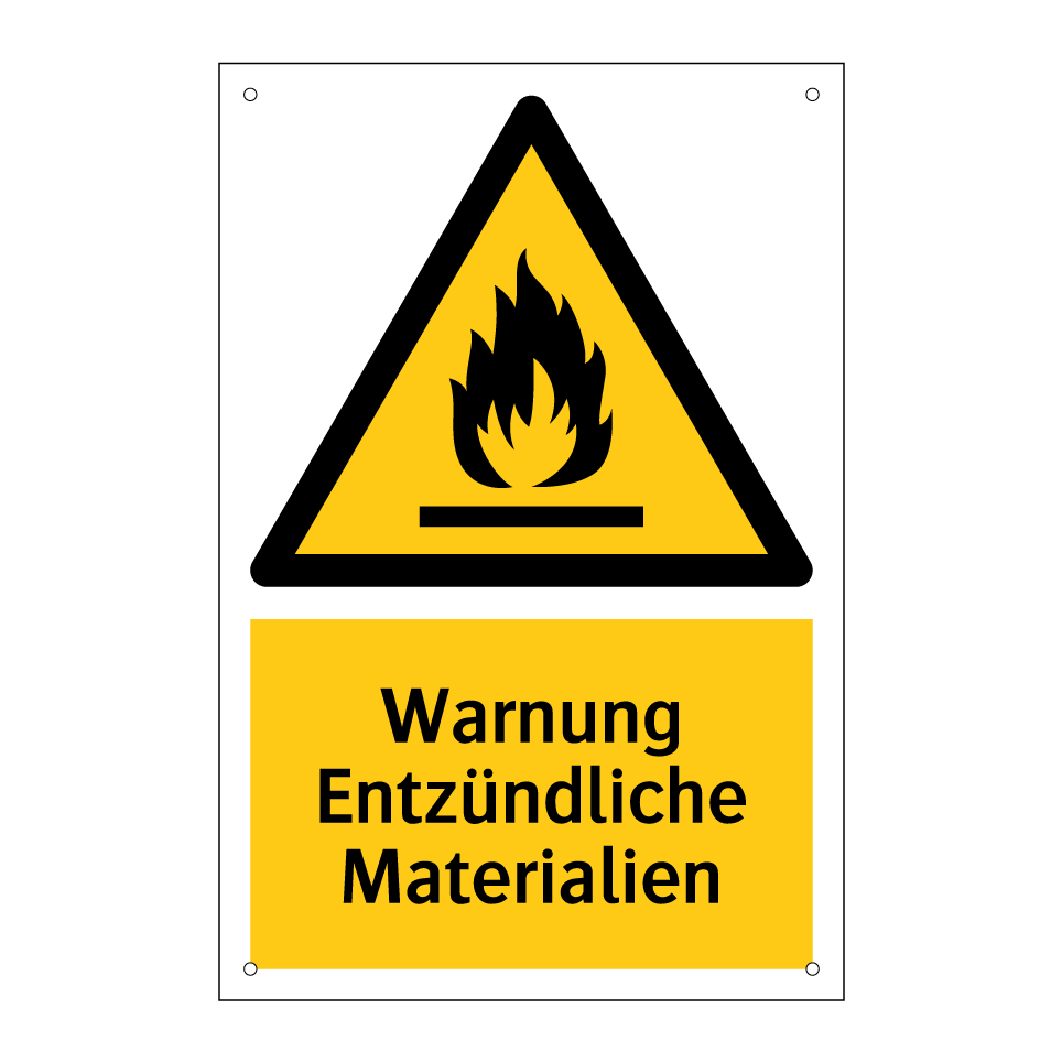 Warnung Entzündliche Materialien