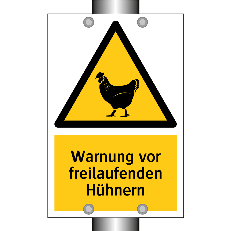 Warnung vor freilaufenden Hühnern