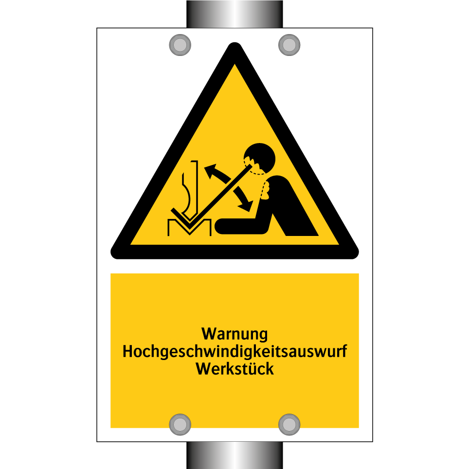 Warnung Hochgeschwindigkeitsauswurf Werkstück