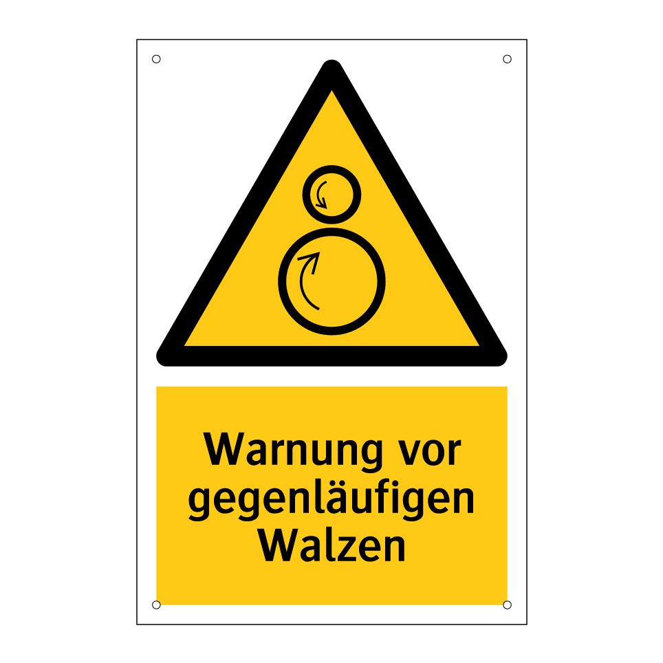 Warnung vor gegenläufigen Walzen