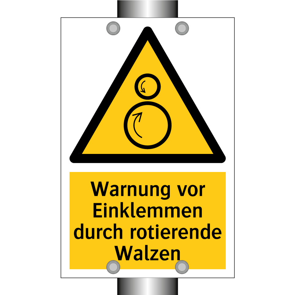 Warnung vor Einklemmen durch rotierende Walzen