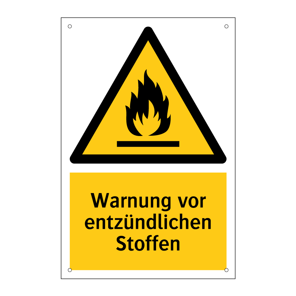 Warnung vor entzündlichen Stoffen