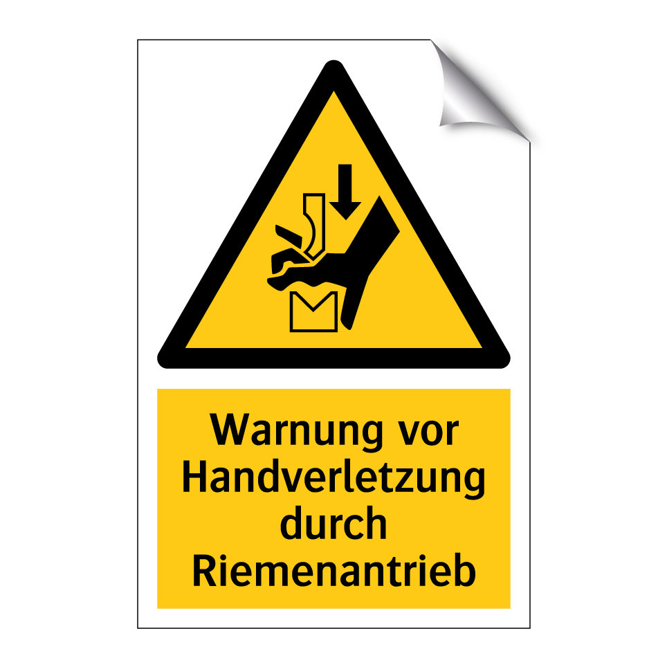 Warnung vor Handverletzung durch Riemenantrieb