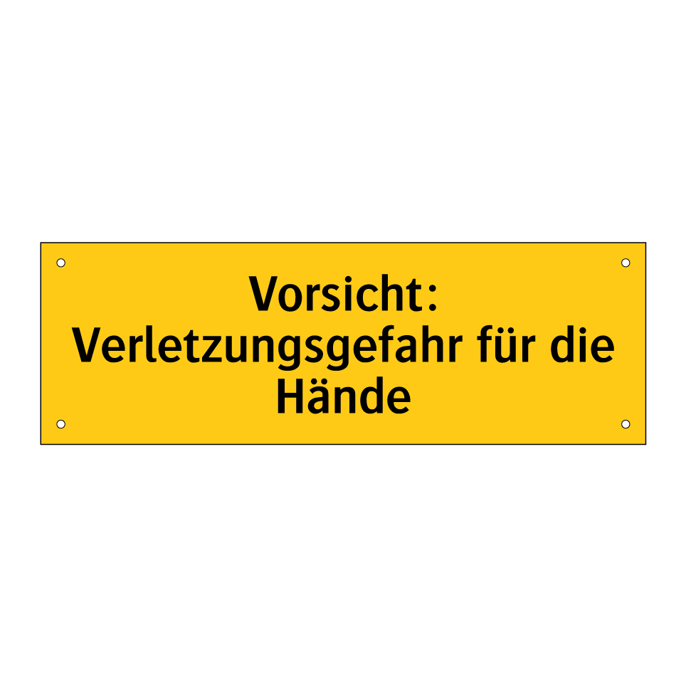 Vorsicht: Verletzungsgefahr für die Hände