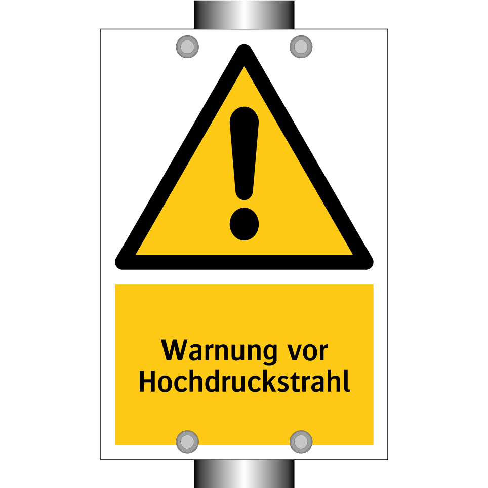 Warnung vor Hochdruckstrahl