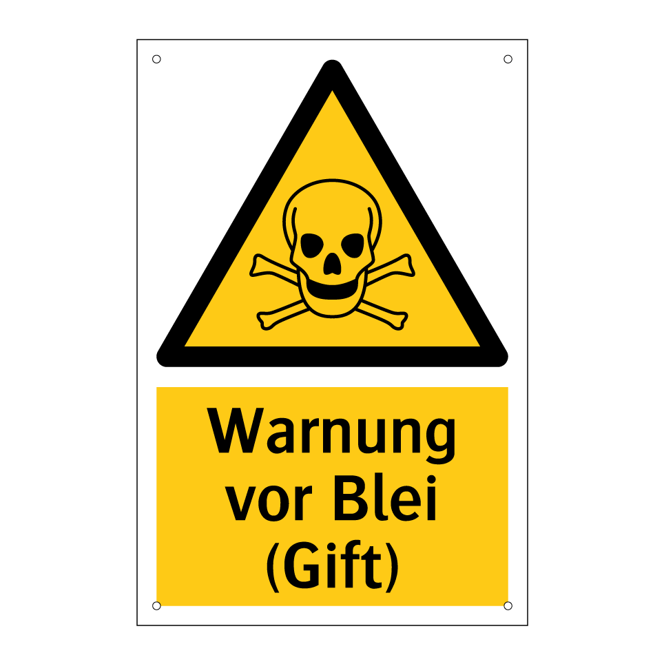 Warnung vor Blei (Gift)