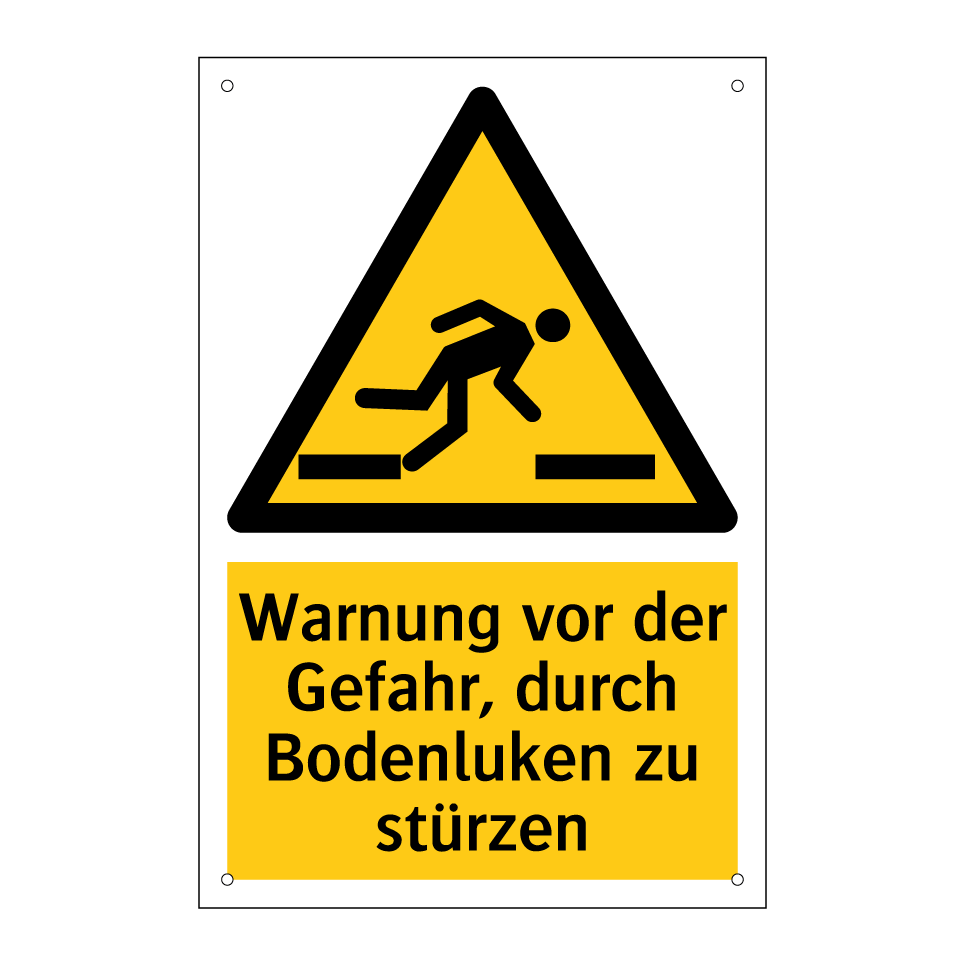Warnung vor der Gefahr, durch Bodenluken zu stürzen