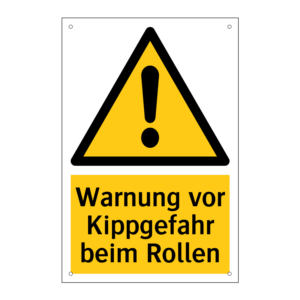 Warnung vor Kippgefahr beim Rollen