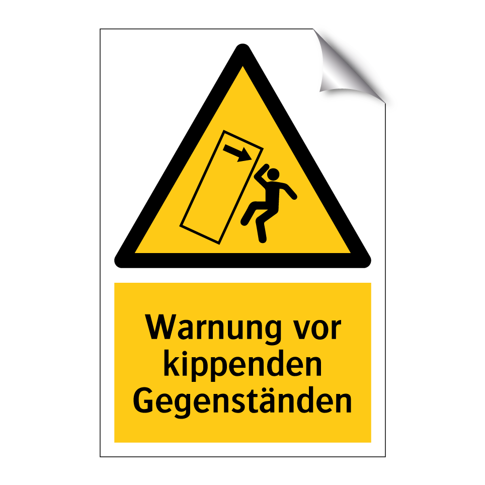 Warnung vor kippenden Gegenständen