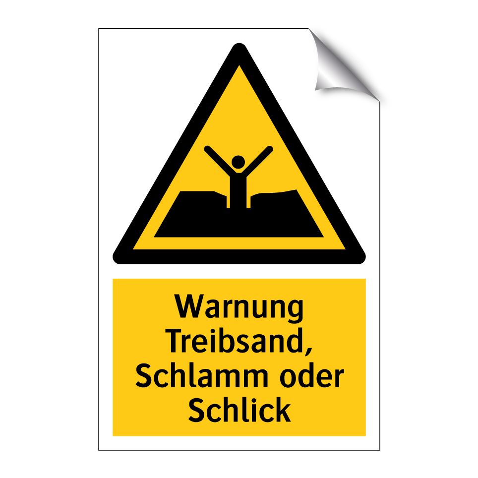 Warnung Treibsand, Schlamm oder Schlick