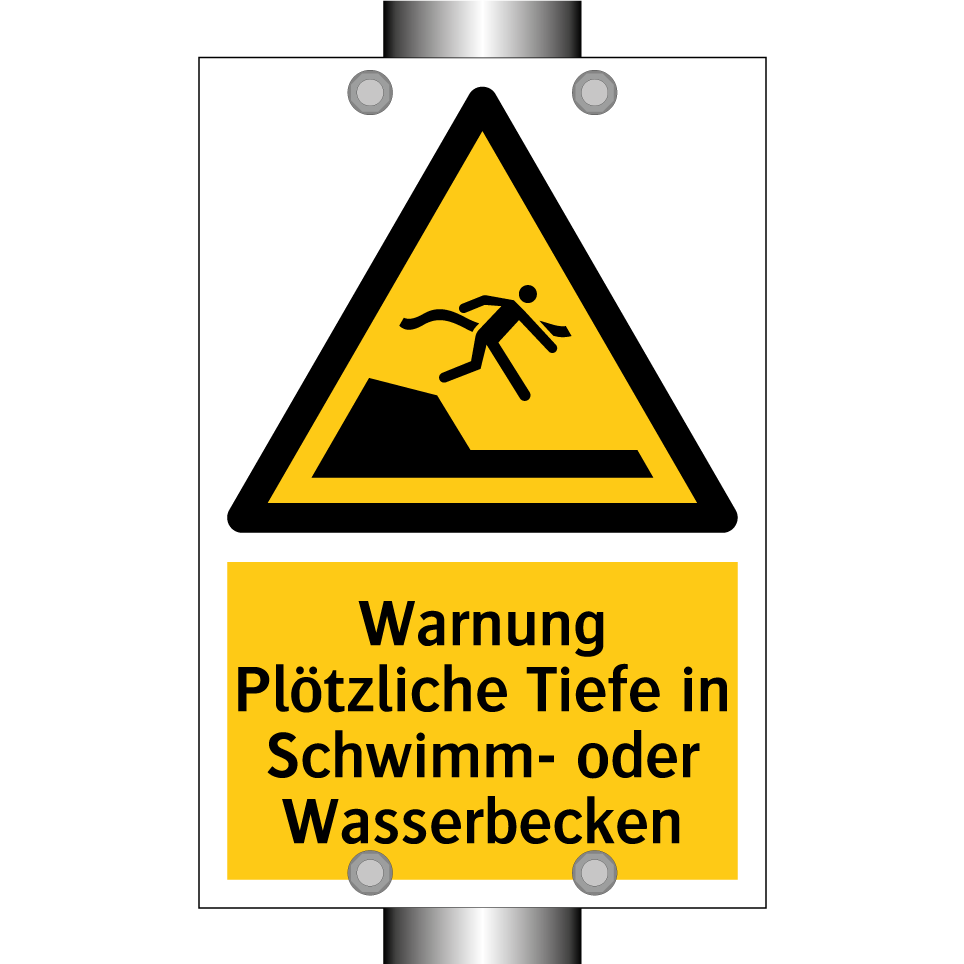 Warnung Plötzliche Tiefe in Schwimm- oder Wasserbecken