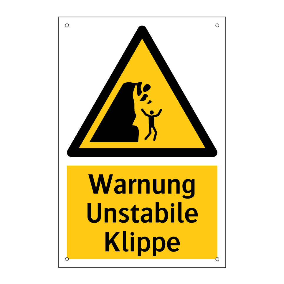 Warnung Unstabile Klippe
