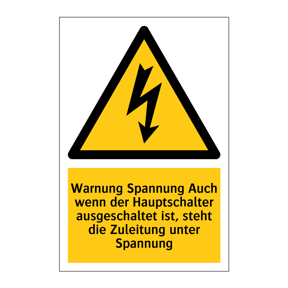 Warnung Spannung Auch wenn der Hauptschalter ausgeschaltet ist, steht die Zuleitung unter Spannung