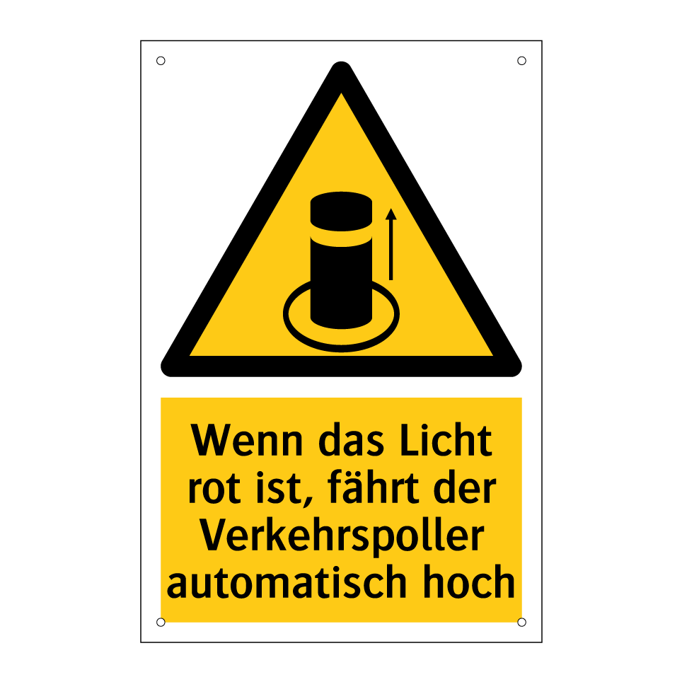 Wenn das Licht rot ist, fährt der Verkehrspoller automatisch hoch