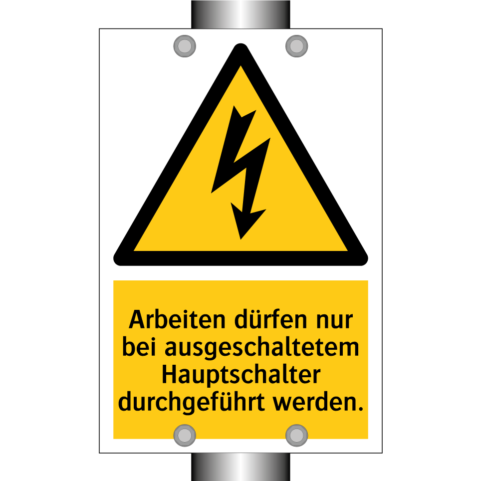 Arbeiten dürfen nur bei ausgeschaltetem Hauptschalter durchgeführt werden.