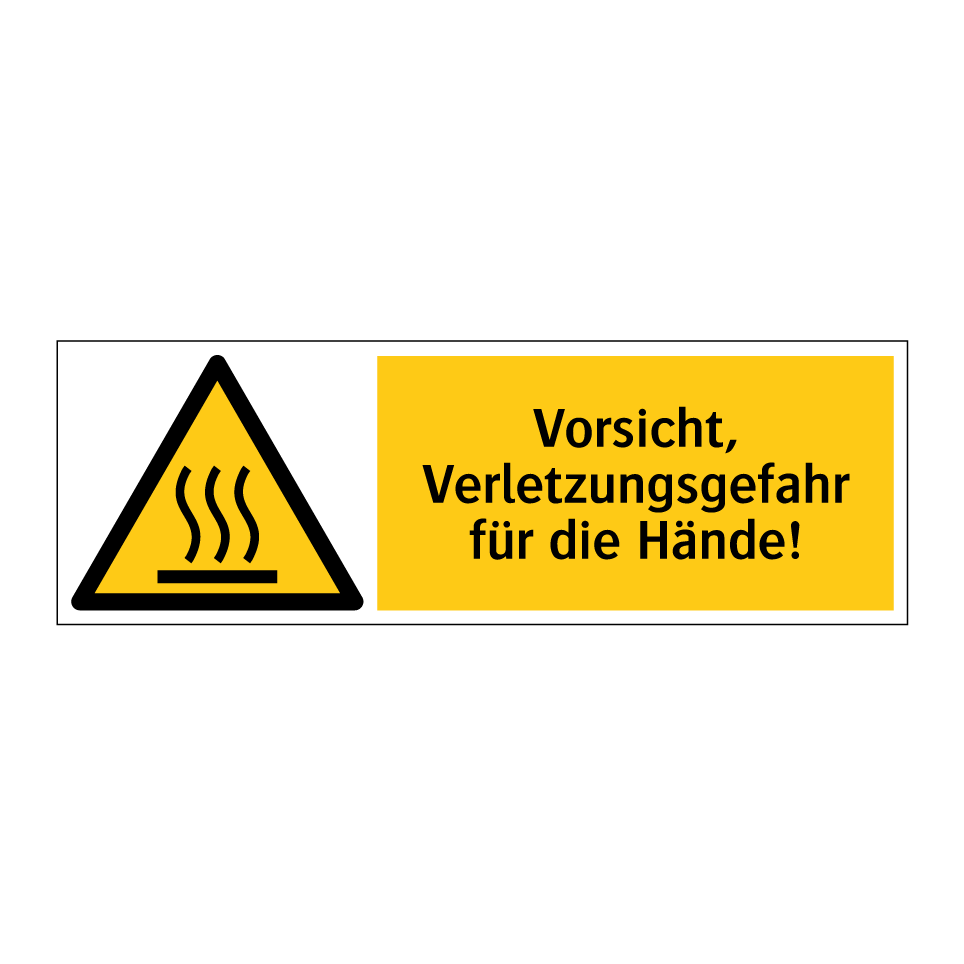 Vorsicht, Verletzungsgefahr für die Hände!