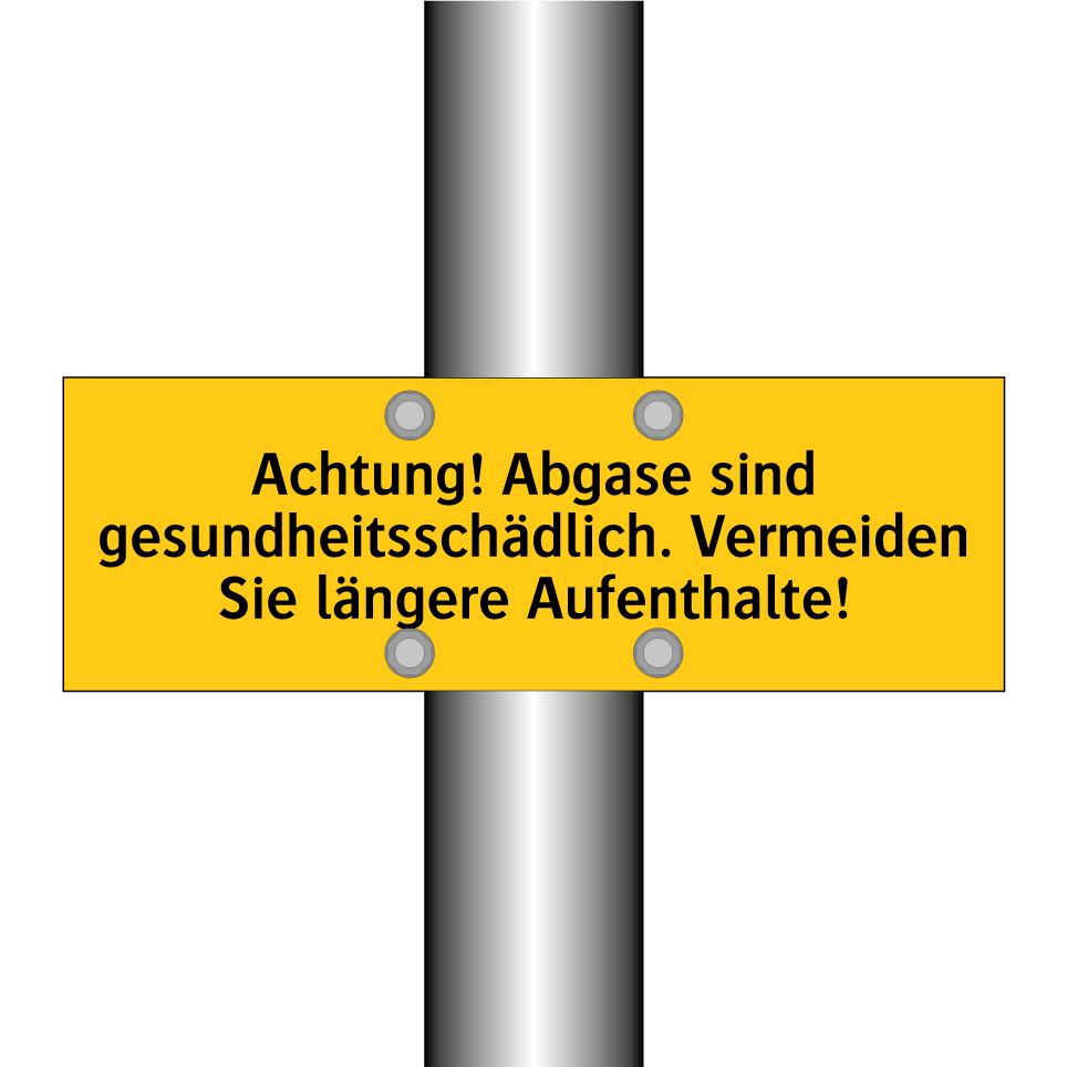 Achtung! Abgase sind gesundheitsschädlich. Vermeiden Sie längere Aufenthalte!