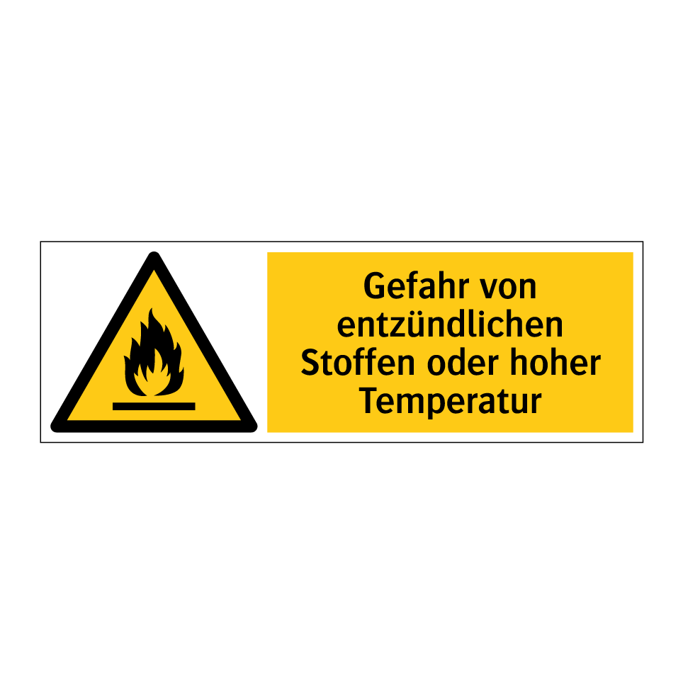 Gefahr von entzündlichen Stoffen oder hoher Temperatur