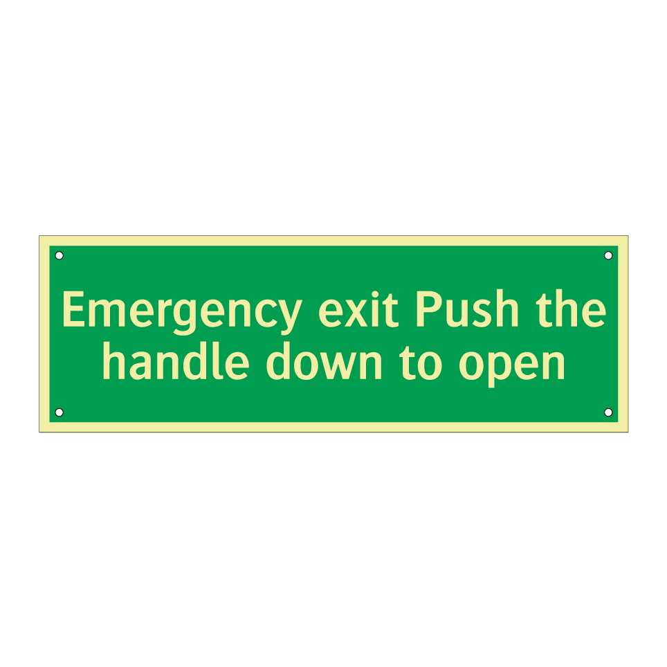 Emergency exit Push the handle down to open