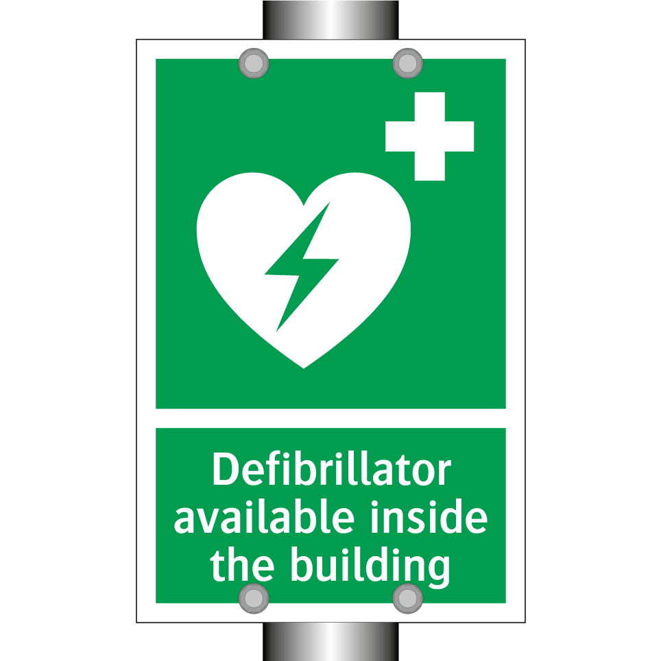 Defibrillator available inside the building