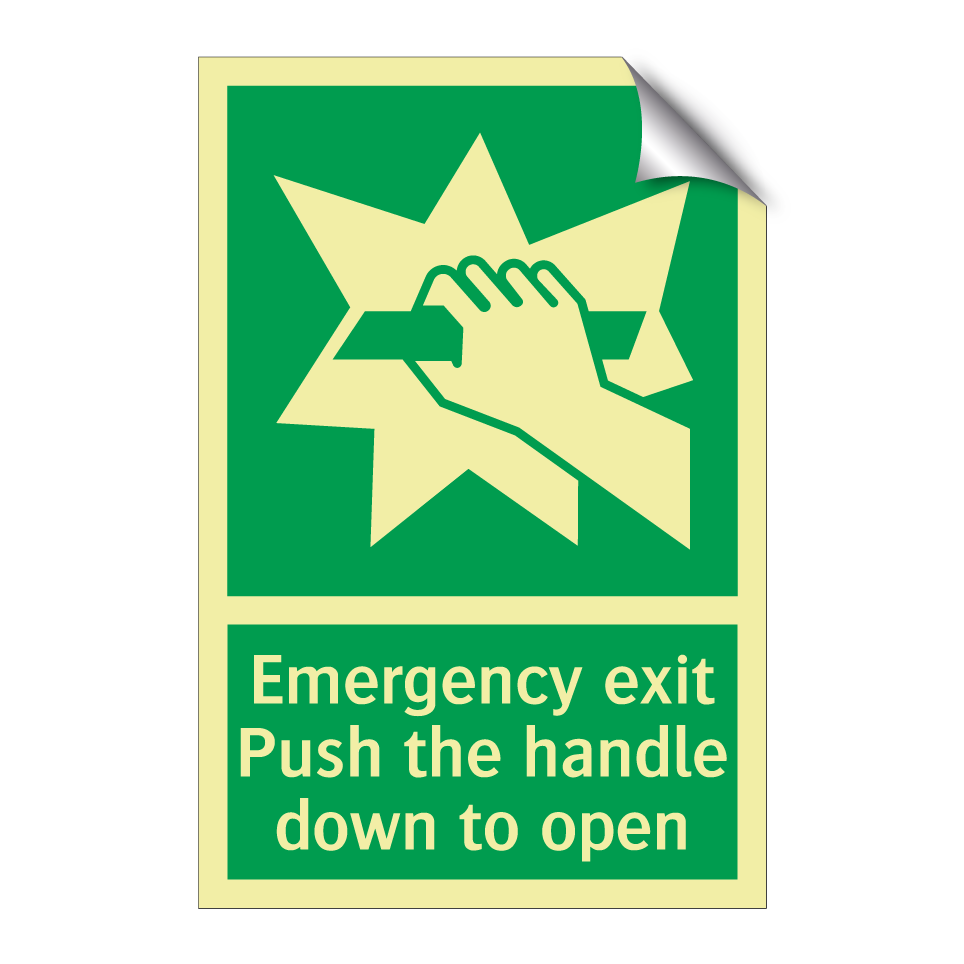 Emergency exit Push the handle down to open