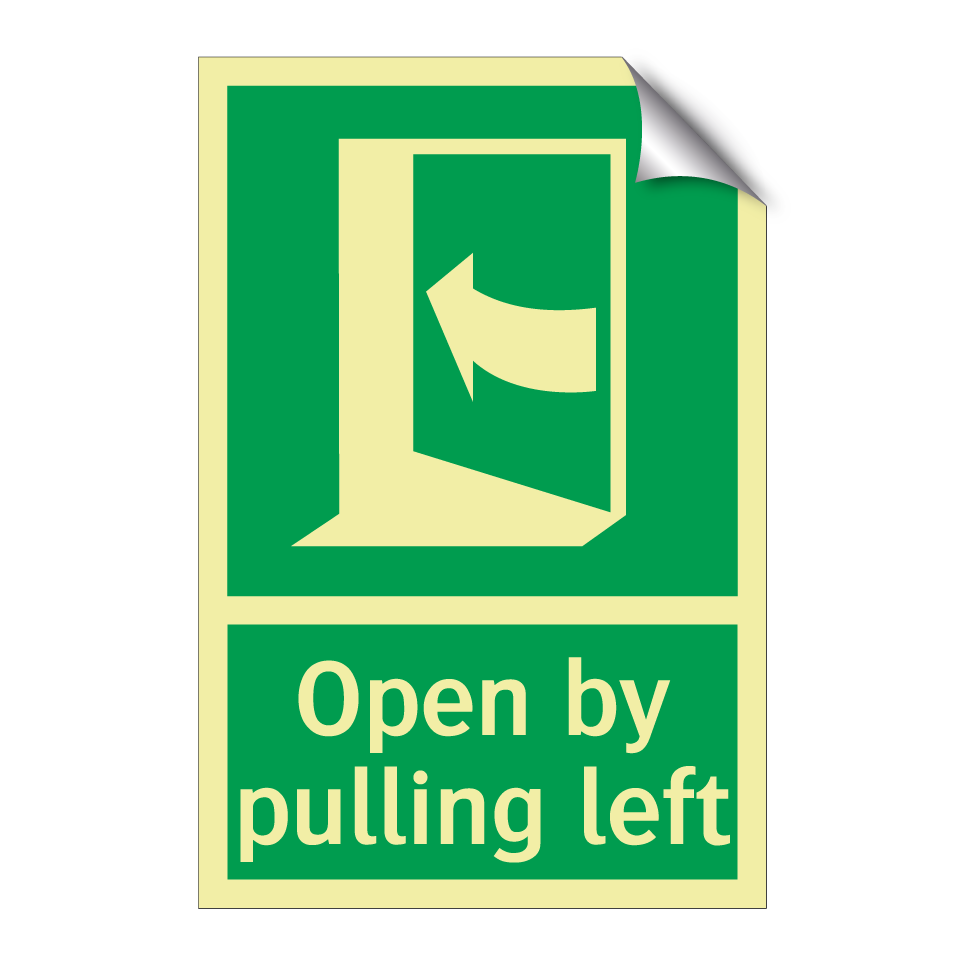 Open by pulling left