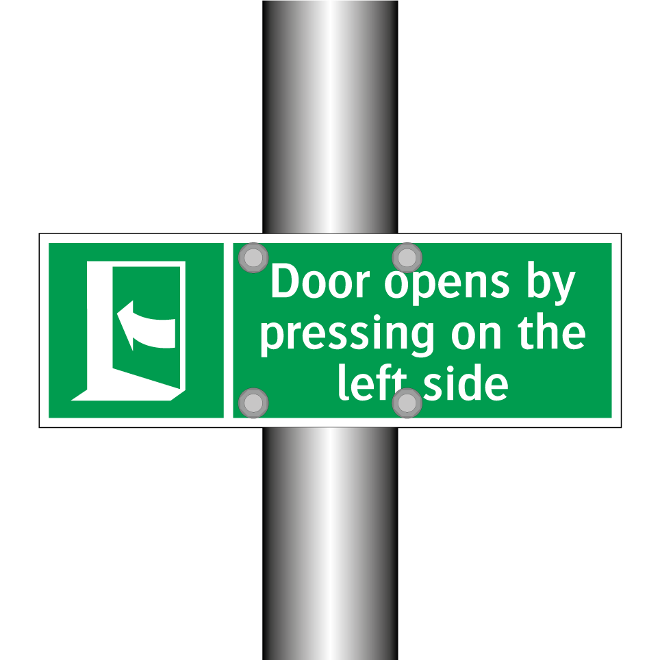 Door opens by pressing on the left side