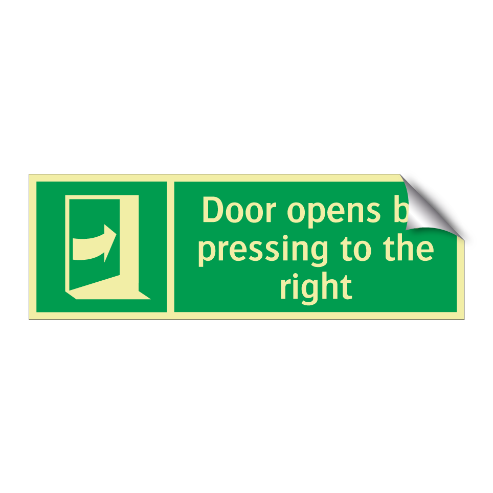 Door opens by pressing to the right