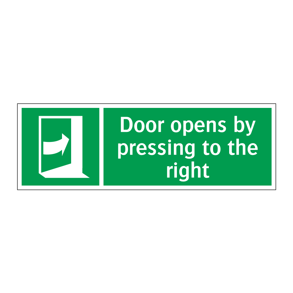 Door opens by pressing to the right