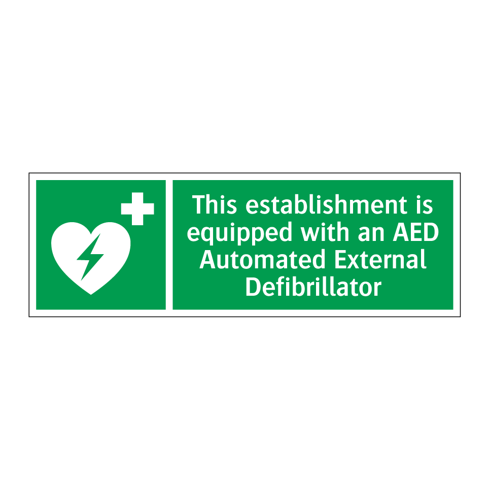 This establishment is equipped with an AED Automated External Defibrillator