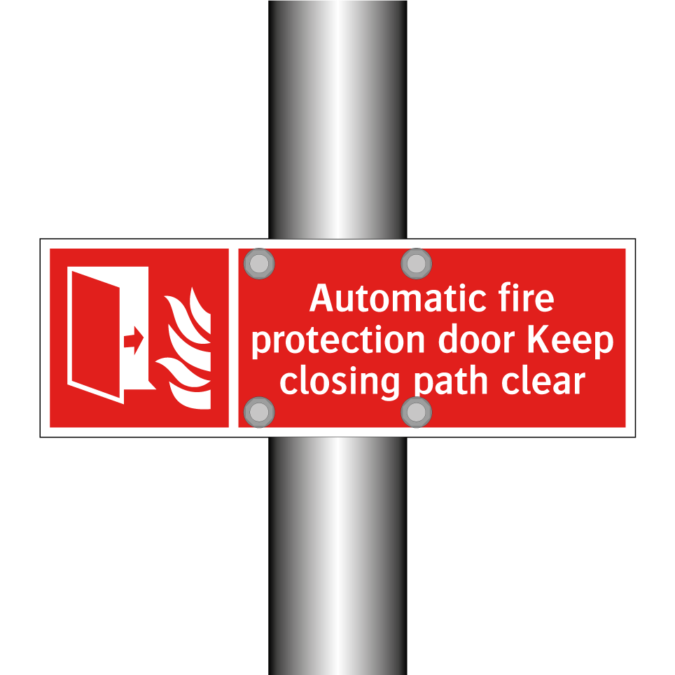 Automatic fire protection door Keep closing path clear