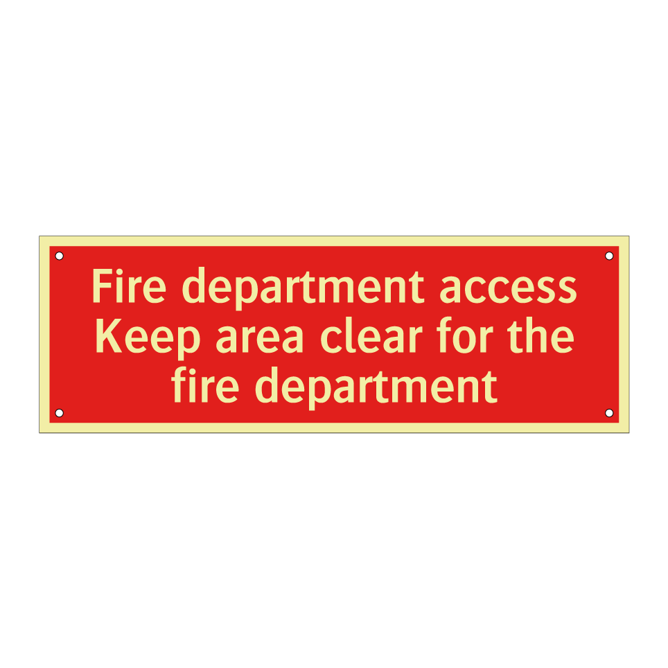Fire department access Keep area clear for the fire department