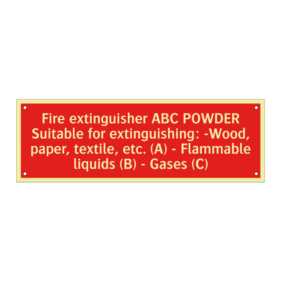 Fire extinguisher ABC POWDER Suitable for extinguishing: -Wood, paper, textile, etc. (A) - Flammable liquids (B) - Gases (C)
