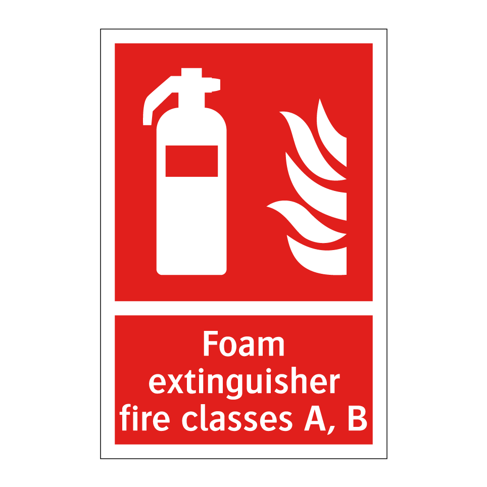 Foam extinguisher fire classes A, B