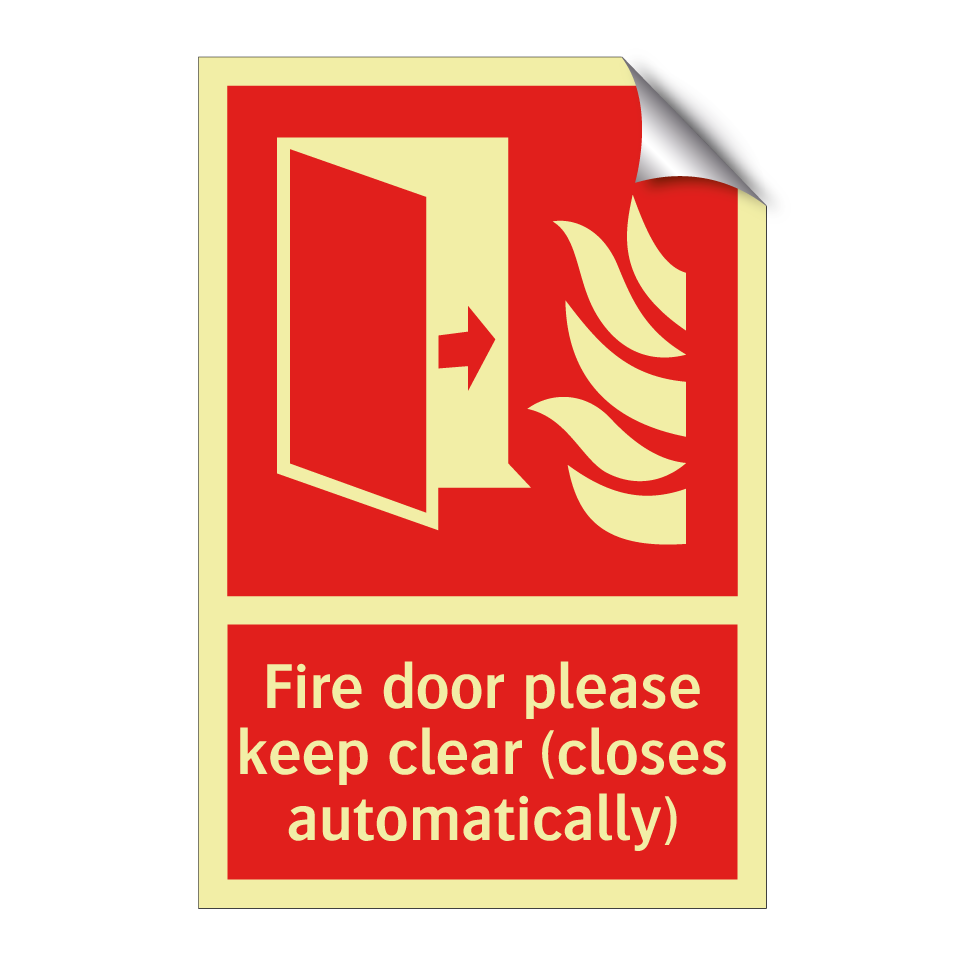 Fire door please keep clear (closes automatically)